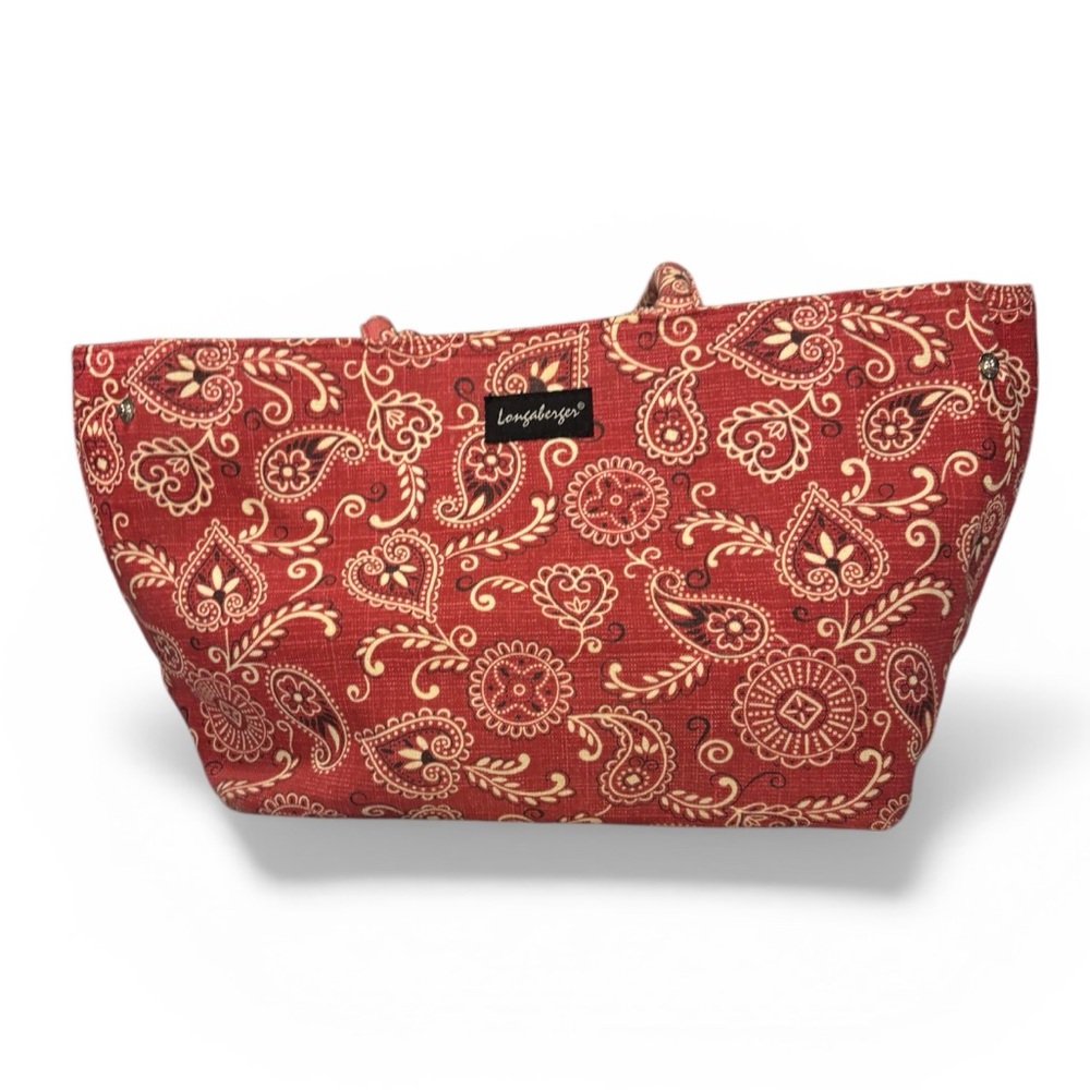 Longaberger Red Paisley Tote Bag